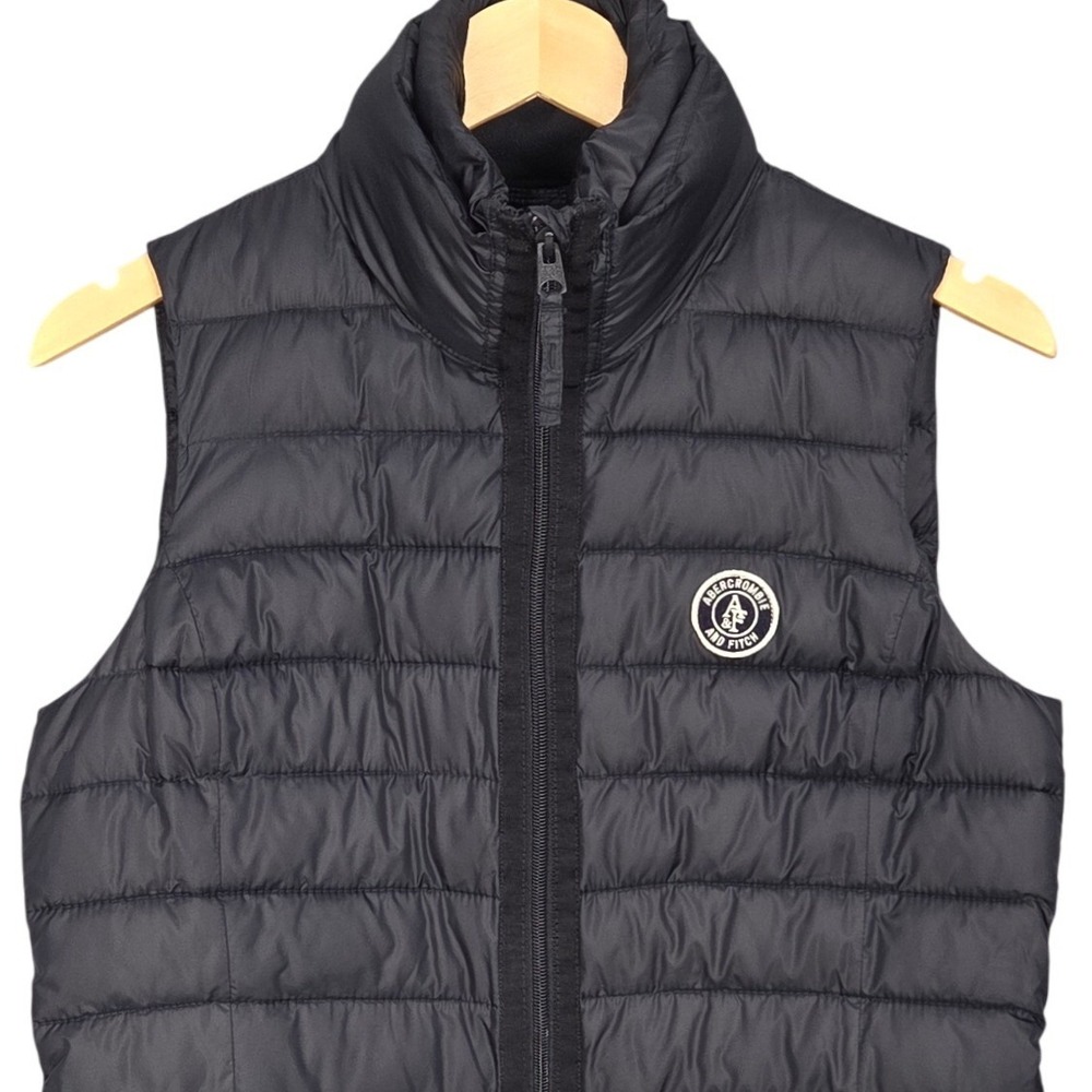 Vintage Abercrombie & Fitch Puffer Vest Women Medium Navy Quilted Zip Jacket Y2K